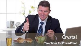  Presentation with green office - Slide set having eat green salad healthy food background and a dark gray colored foreground