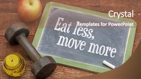  Presentation with barn wood - PPT theme with eat less move more fitness background and a tawny brown colored foreground