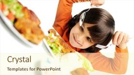  Presentation with eat - Audience pleasing PPT layouts consisting of eat real enjoying food backdrop and a cream colored foreground