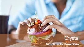  Presentation with vegan burger - Theme consisting of meat meat alternatives - close up of african american background and a red colored foreground