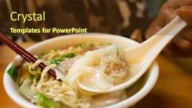  Presentation with noodles - Amazing theme having eat-wonton-noodles-with-soup backdrop and a tawny brown colored foreground