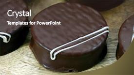  Presentation with chocolate chip cookie - Colorful theme enhanced with eatable - chocolate biscuit cookie alfajor backdrop and a tawny brown colored foreground