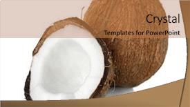  Presentation with simple minimalist white - Slide set featuring eatable - coconuts on white background background and a coral colored foreground