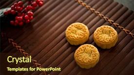  Presentation with festival - Theme enhanced with eaten during mid-autumn festival background and a wine colored foreground