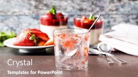  Presentation with aluminum sliding glass doors - Beautiful slide deck featuring eaten-panna-cotta-empty-glass backdrop and a coral colored foreground