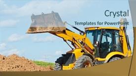 Presentation with wheel loader - Presentation theme having eathmoving works in construction site background and a  colored foreground
