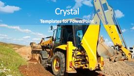  Presentation with wheel loader - Beautiful theme featuring eathmoving works in construction site backdrop and a teal colored foreground