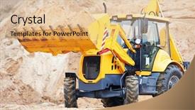  Presentation with wheel loader - Beautiful theme featuring eathmoving works in construction site backdrop and a lemonade colored foreground