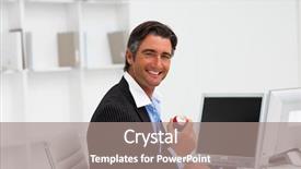  Presentation with fruit - Presentation having eating a fruit at work background and a gray colored foreground