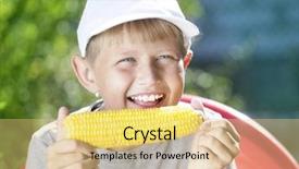  Presentation with sweet corn - Cool new slide set with eating a hot summer corn backdrop and a yellow colored foreground