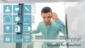  Presentation with blue food - Colorful slide deck enhanced with eating-and-diet-concept-puzzled backdrop and a light blue colored foreground