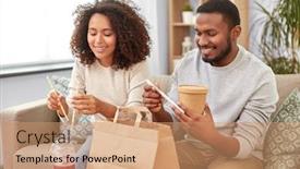  Presentation with african people - Colorful presentation theme enhanced with eating-and-people-concept-happy backdrop and a coral colored foreground