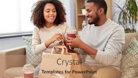  Presentation with african people - Slide set enhanced with eating-and-people-concept-happy background and a coral colored foreground