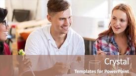  Presentation with international food - Cool new slides with eating and talking at restaurant backdrop and a  colored foreground