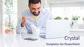  Presentation with asian food - Presentation theme featuring eating asian food from delivery background and a sky blue colored foreground