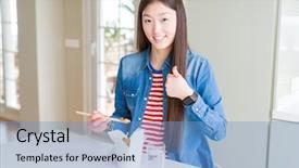  Presentation with ready to eat meal delivery - Presentation theme consisting of eating asian rice in delivery background and a teal colored foreground