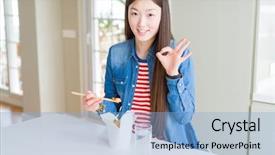  Presentation with eating - Slide deck with eating asian rice in delivery background and a light blue colored foreground