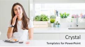  Presentation with ready to eat meal delivery - Amazing presentation design having eating asian sushi from delivery backdrop and a  colored foreground