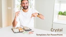  Presentation with asian chopsticks - Beautiful PPT theme featuring eating asian sushi using chopsticks backdrop and a lemonade colored foreground