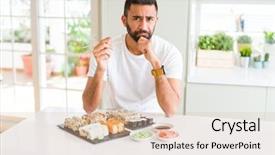  Presentation with asian chopsticks - Cool new slide deck with eating asian sushi using chopsticks backdrop and a  colored foreground