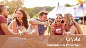  Presentation with festival music - Beautiful presentation theme featuring eating at a music festival backdrop and a coral colored foreground