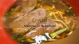  Presentation with noodle - Amazing slide deck having eating-beef-noodle-soup backdrop and a gold colored foreground