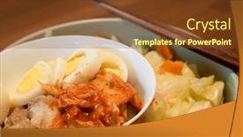  Presentation with kimchi - Presentation design enhanced with eating-boiled-cabbage-pork-slices background and a tawny brown colored foreground