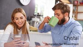  Presentation with mobile phones and hospital - Slide set having eating breakfast whilst using mobile background and a light blue colored foreground