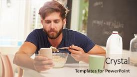  Presentation with breakfast - Audience pleasing presentation design consisting of eating breakfast whilst using mobile backdrop and a lemonade colored foreground
