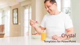  Presentation with healthy breakfast - Theme with eating cereals as healthy breakfast background and a lemonade colored foreground