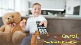  Presentation with sitting teddy bear isolated - Audience pleasing PPT theme consisting of eating chips holding remote control backdrop and a tawny brown colored foreground