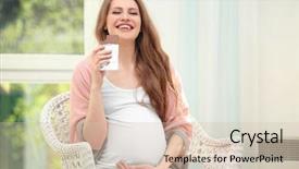  Presentation with pregnant woman - Slides with eating chocolate pregnancy hormone background and a soft green colored foreground