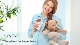  Presentation with hormone - Cool new PPT theme with eating chocolate pregnancy hormone backdrop and a sky blue colored foreground