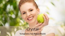  Presentation with concert on the green - Slides having eating clean - picture of young beautiful woman background and a  colored foreground