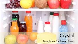  Presentation with refrigerator - PPT theme enhanced with eating clean - refrigerator full of food background and a blonde colored foreground