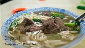  Presentation with noodle - Presentation theme having eating-clear-stewed-beef-noodle background and a coral colored foreground