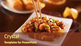  Presentation with eating - Beautiful presentation theme featuring eating colorful chinese general tso' backdrop and a tawny brown colored foreground