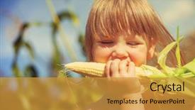  Presentation with corn cob - Presentation theme featuring eating corn on the cob background and a gold colored foreground