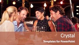  Presentation with dinner - Slide set featuring eating dinner at rooftop restaurant background and a coral colored foreground