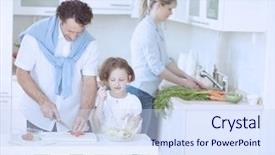  Presentation with family health nurse - Audience pleasing slide deck consisting of eating dinner table - family preparing healthy meal backdrop and a sky blue colored foreground