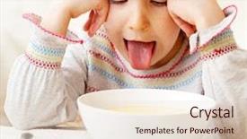  Presentation with eating disorder - Colorful slide set enhanced with eating disorder - child looks with disgust backdrop and a lemonade colored foreground