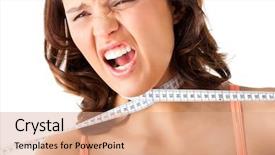  Presentation with eating disorder - Presentation theme consisting of eating disorder - dieting - young woman is background and a coral colored foreground