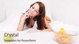  Presentation with potato chips - Audience pleasing slide deck consisting of eating disorder - happy young woman choosing backdrop and a lemonade colored foreground