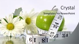  Presentation with measurement - Amazing PPT theme having eating disorder - measurement tape wrapped around green backdrop and a sky blue colored foreground
