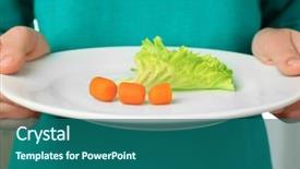  Presentation with white plate - Cool new PPT layouts with eating disorder - woman holding a white plate backdrop and a ocean colored foreground