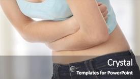  Presentation with teen - PPT theme having eating disorder - young teen woman with stomach background and a dark gray colored foreground
