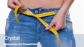  Presentation with weight loss lose text - Amazing presentation theme having eating disorder - young woman with a tape backdrop and a teal colored foreground
