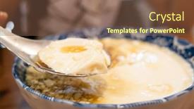  Presentation with pudding - Slides with eating-famous-taiwan-snacks background and a tawny brown colored foreground