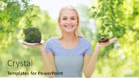  Presentation with diet - Audience pleasing theme consisting of eating-food-and-diet-concept backdrop and a soft green colored foreground