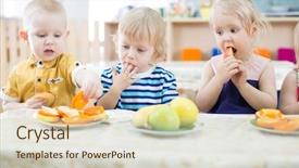  Presentation with kids fruit - Cool new presentation theme with eating fruits in day care backdrop and a soft green colored foreground